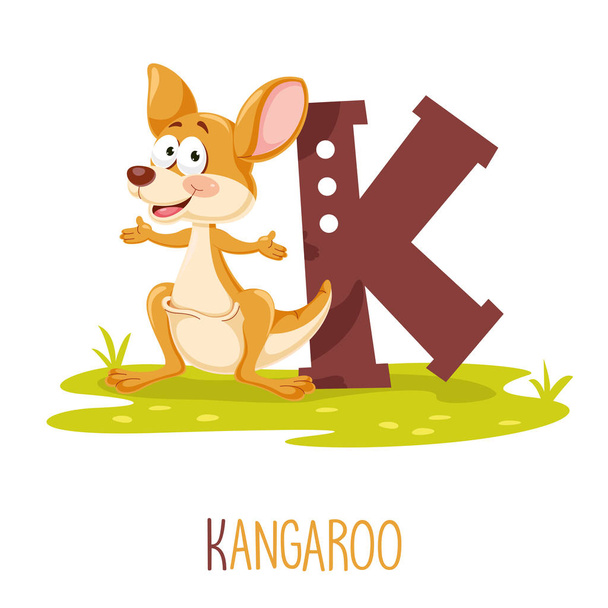 Vektorillustration von Buchstabe k und Känguru - Vektor, Bild
