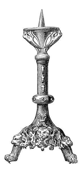 Church Candleholder, vintage engraving - Vector, Image