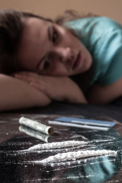 Woman and cocaine - Photo, image