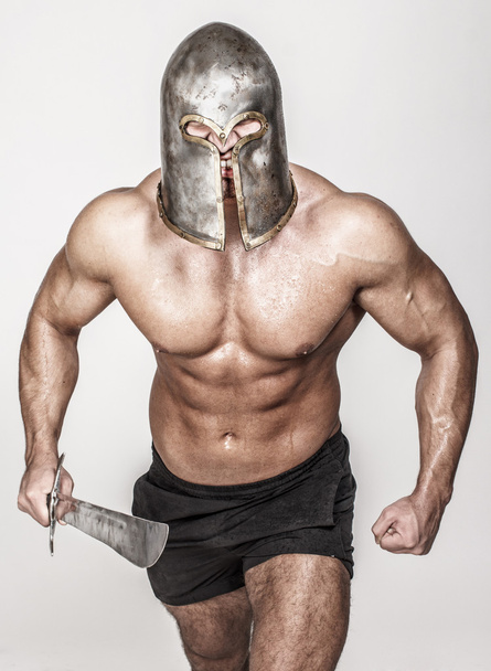 Angry barbarian with veined body - 写真・画像