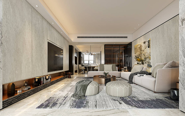 3d render of modern living room - Foto, imagen