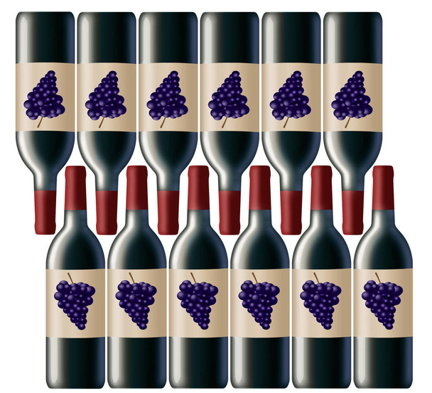 A case of 12 bottles of red wine is shown in this image. This is an illustration of a case of wine. - Photo, Image