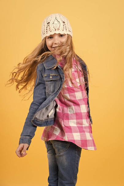 Child model smile with long blond hair - Fotó, kép