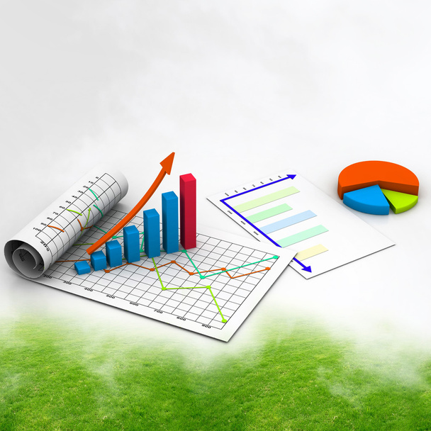Business graph with chart in abstract background - Photo, Image