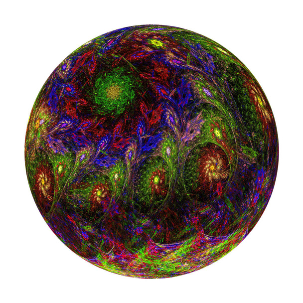 Abstract fractal ball with pattern - digitally generated image - Photo, Image