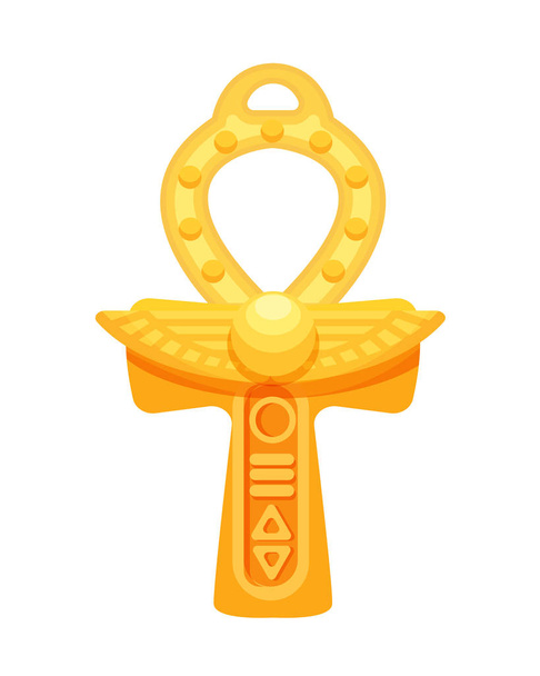 Ancient sacred Egyptian gold cross with Ankh ring. - Vector, afbeelding