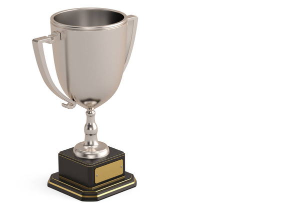 Кубок срібного трофею ізольовано на білому тлі. 3D ілюстрація
 - Фото, зображення