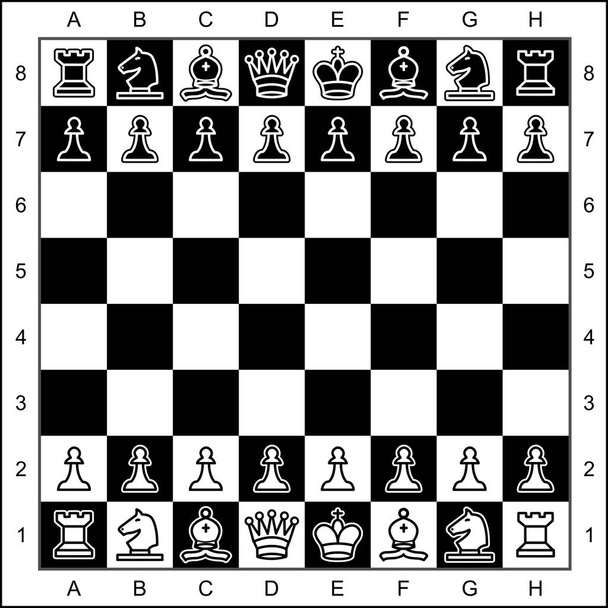 チェス盤にチェスの駒のベクトルの高品質グラフィック表現 - ベクター画像
