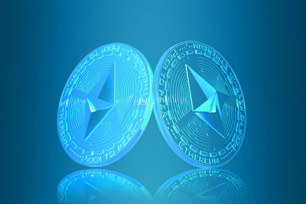 Ethereum coin (ETH) with futuristic background. hud backgroud . most popular coin in the world. background design. iu interface future. - Fotografie, Obrázek