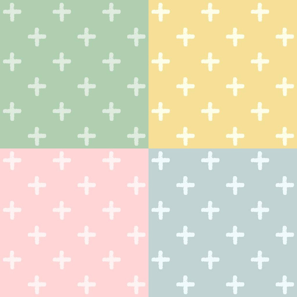 Vectorillustratie van plus symbolen naadloze patroon achtergrond in vier verschillende kleuren - Vector, afbeelding