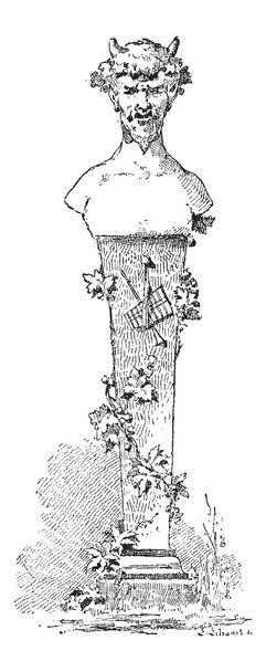 Bust van faun, vintage gravure - Vector, afbeelding
