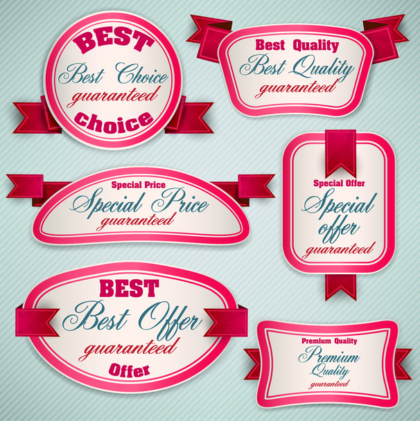 Set of Superior Quality and Satisfaction Guarantee Ribbons, Labe - Διάνυσμα, εικόνα