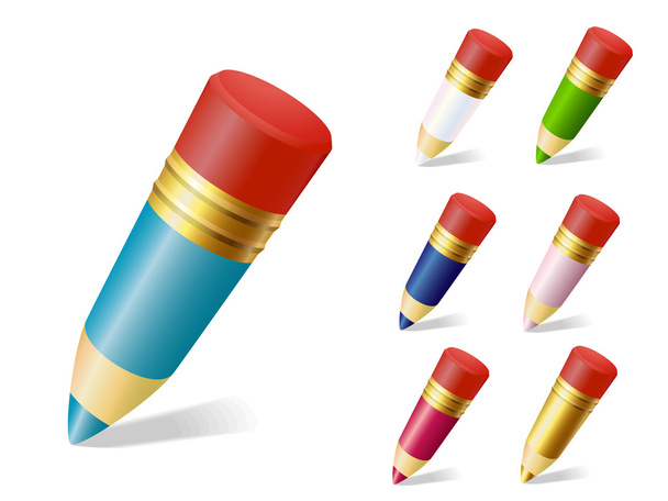 Set of color pencils vector - Διάνυσμα, εικόνα