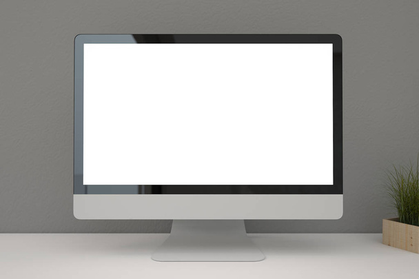 computer with blank screen on table - Фото, зображення