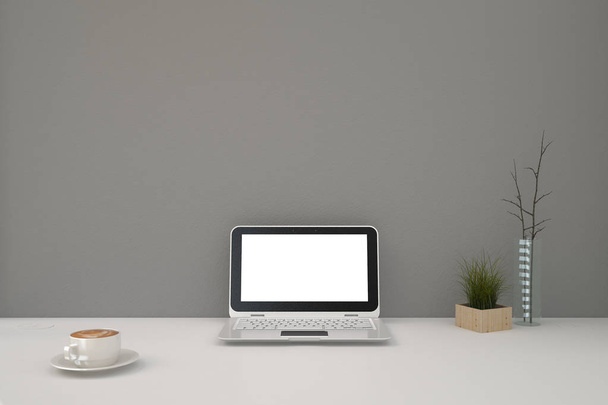 tietokone, jossa tyhjä näyttö pöydällä
 - Valokuva, kuva