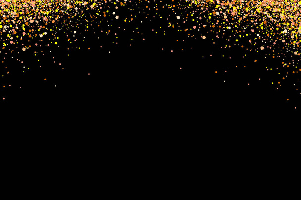 Arany csillogó eső elszigetelt fekete háttér. Ünnepi overlay textúra számára congratulation. Arany konfetti robbanás, illusztráció - Fotó, kép