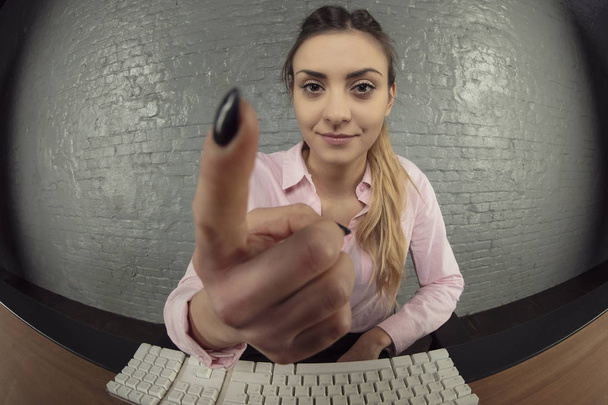 business woman threatens with finger, - Photo, Image