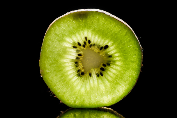 slice of fresh raw kiwi fruit isolated on black - Φωτογραφία, εικόνα