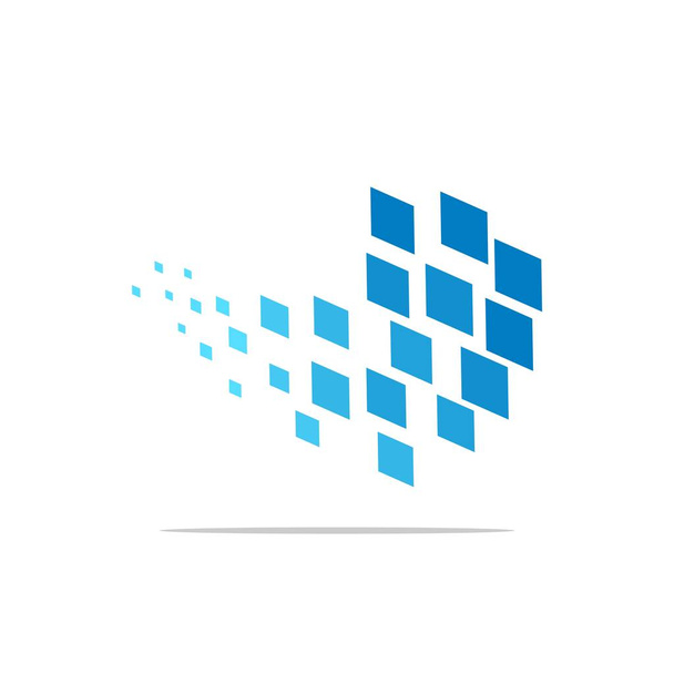 Kare mavi piksel soyut Logo şablonu - Vektör, Görsel