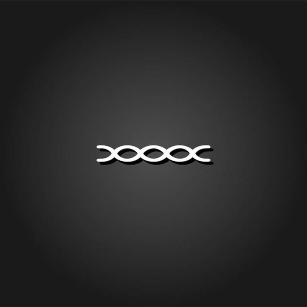 Icono de cadena plano. Pictograma blanco simple sobre fondo negro con sombra. Símbolo ilustración vectorial
 - Vector, imagen