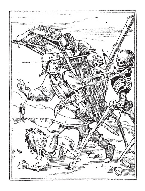 Dance of Death, vintage engraving - Vector, Image