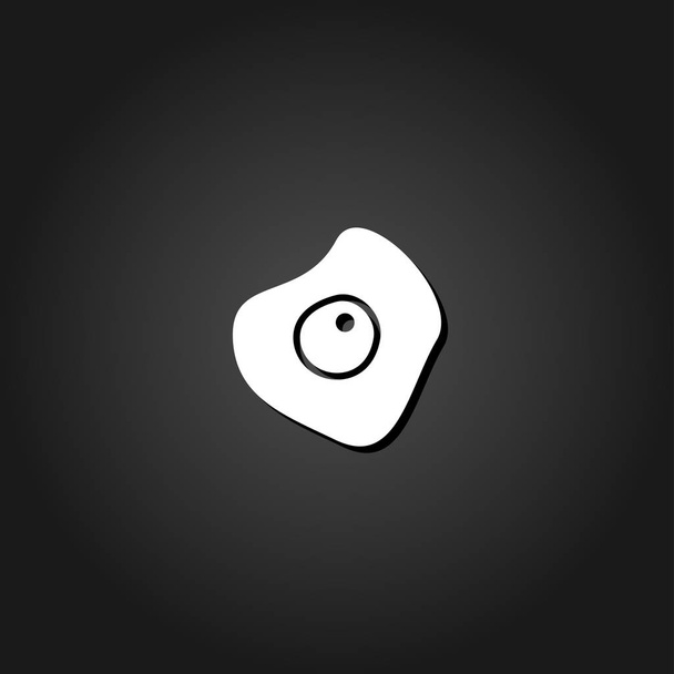 Fried egg icon flat. Simple White pictogram on black background with shadow. Vector illustration symbol - Vetor, Imagem