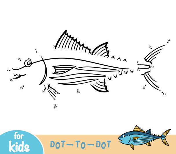 Numbers game, education dot to dot game for children, Tuna - Vector, Image