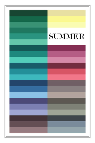 Vektorové Průvodce barvami. Paleta analýzy sezónních barev pro letní typ. Typ ženského vzhledu - Vektor, obrázek