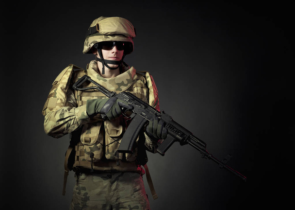 Special forces soldier with rifle. Military concept - Foto, Imagen