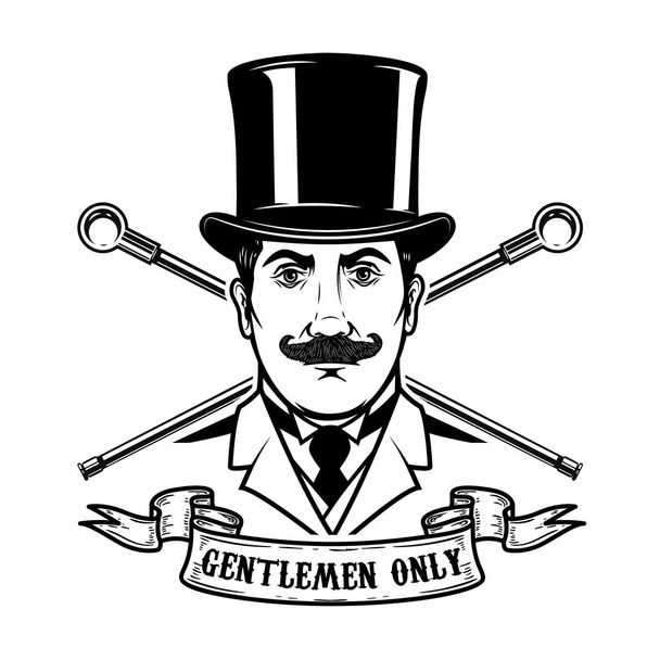 Gentlemen club emblem template. Design element for logo, label, emblem, sign. Vector illustration - Vector, Image