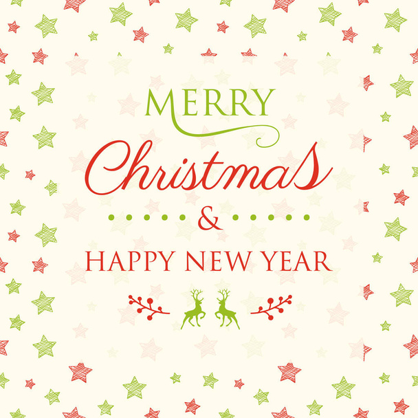 Christmas and New Year greeting card with text and decorations. Vector. - Wektor, obraz