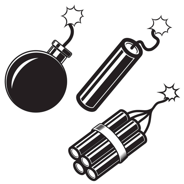 Illustration of comic style bomb, dynamite sticks. Design element for poster, card, banner, flyer. Vector image - Vektor, obrázek