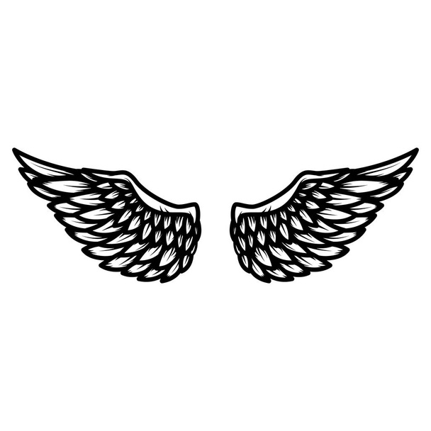 Wings isolated on white background. Design element for logo, label, emblem, sign. Vector illustration - Vektör, Görsel