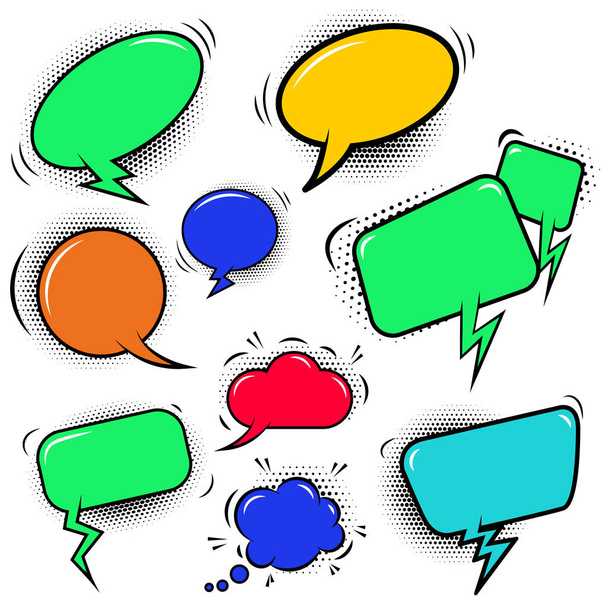 Set of empty colorful comic style speech bubbles. Design element for poster, flyer, card, banner. Vector illustration - Vector, Image