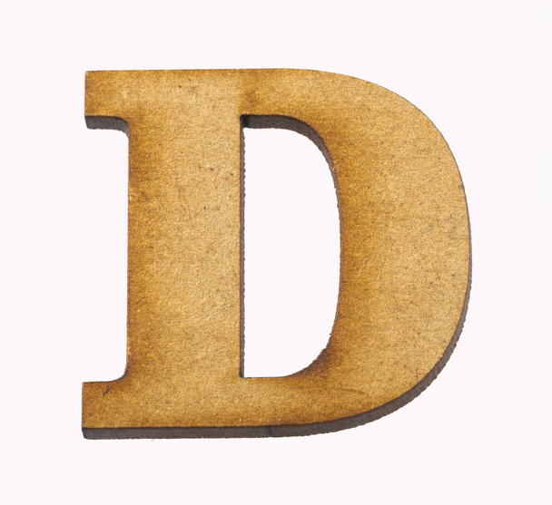 D, Wooden alphabet letter on white background - Foto, imagen