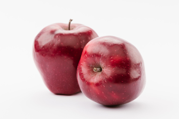 ripe large red delicious apples on white background - Photo, Image
