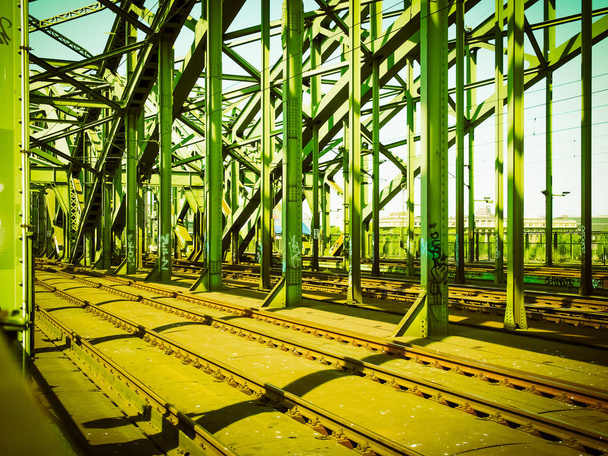 Detail of Railway railroad tracks for trains vintage retro - Photo, Image