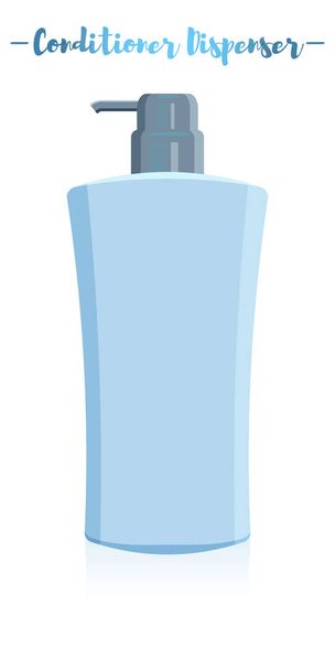 Illustration vectorielle bleue d'un flacon de distributeur de shampooing capillaire pour ustensiles de beauté
. - Vecteur, image