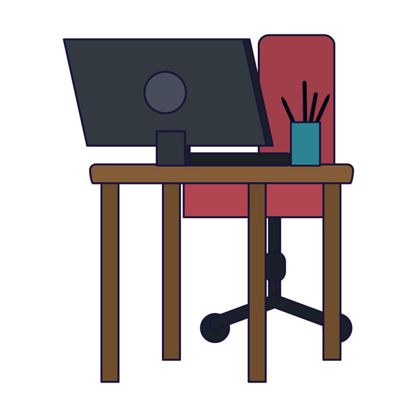Office with computer - Vector, Image