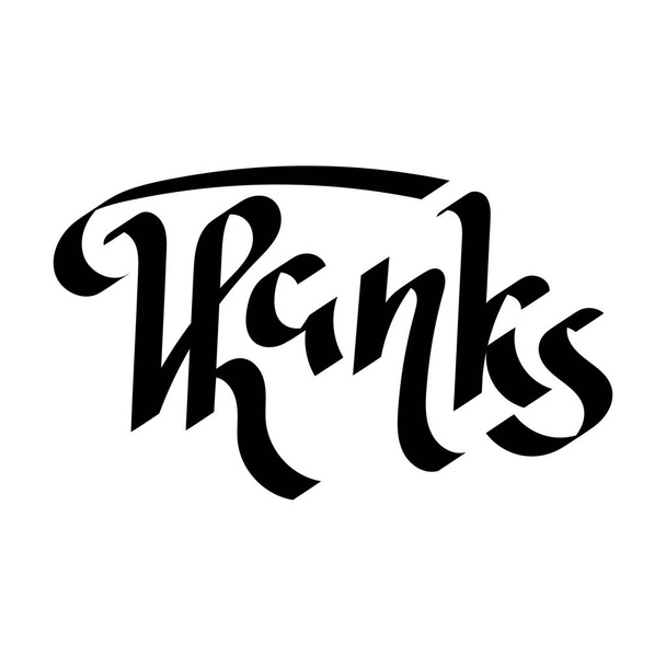 Thanks - text. Hand drawn lettering. Vector illustration. - Vector, afbeelding