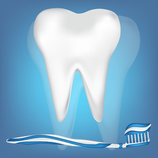 Tooth, toothbrush. mesh illustration - Vettoriali, immagini