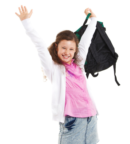 усміхнена школярка з рюкзаком
 - Фото, зображення