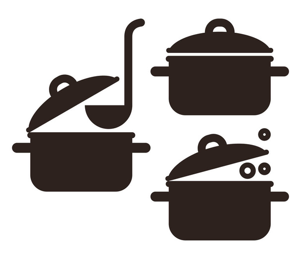分離の白い背景を設定調理鍋 - ベクター画像