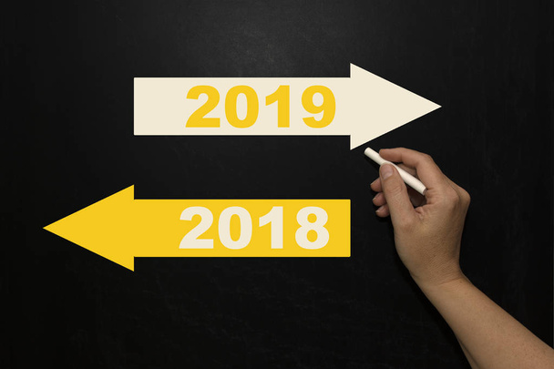 New year 2019 on the blackboard  - Photo, Image