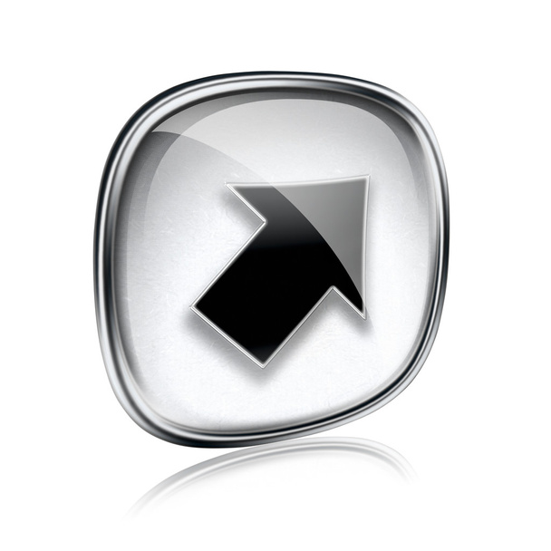 Arrow icon grey glass, isolated on white background - Foto, Imagem