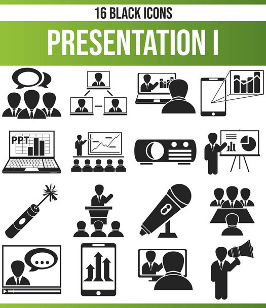 Black pictograms / icons on the conference. This icon set is perfect for creative people and designers who need the subject presentation in their graphic designs - Vector, Image