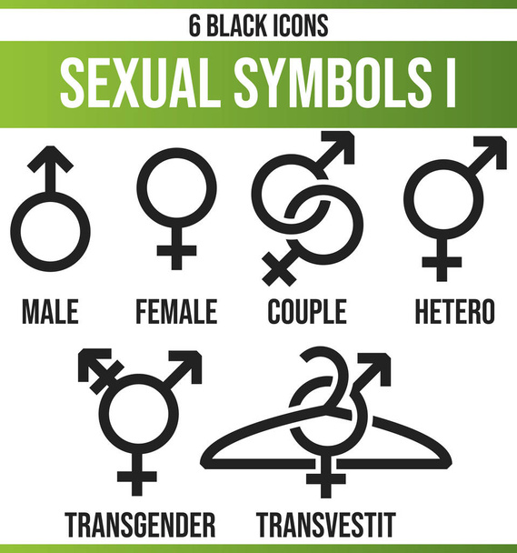 Black pictograms / icons on gender. This icon set is perfect for creative people and designers who need the issue of gender in their graphic designs - Vector, Image