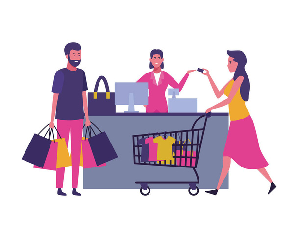 People shopping cartoons - Vector, Image