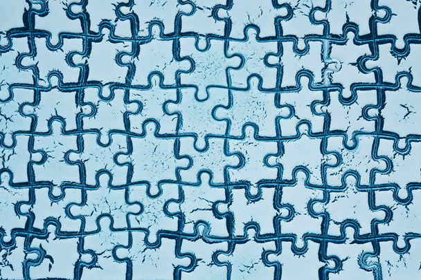Fond bleu blanc de puzzles. concept de succès défi terminé
  - Photo, image