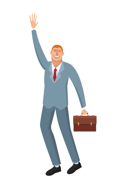Happy executive businessman cartoon - Vector, Image